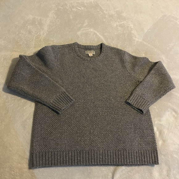 Duluth Trading Sweater Mens XL Gray 100% Shetland Wool Cable Knit